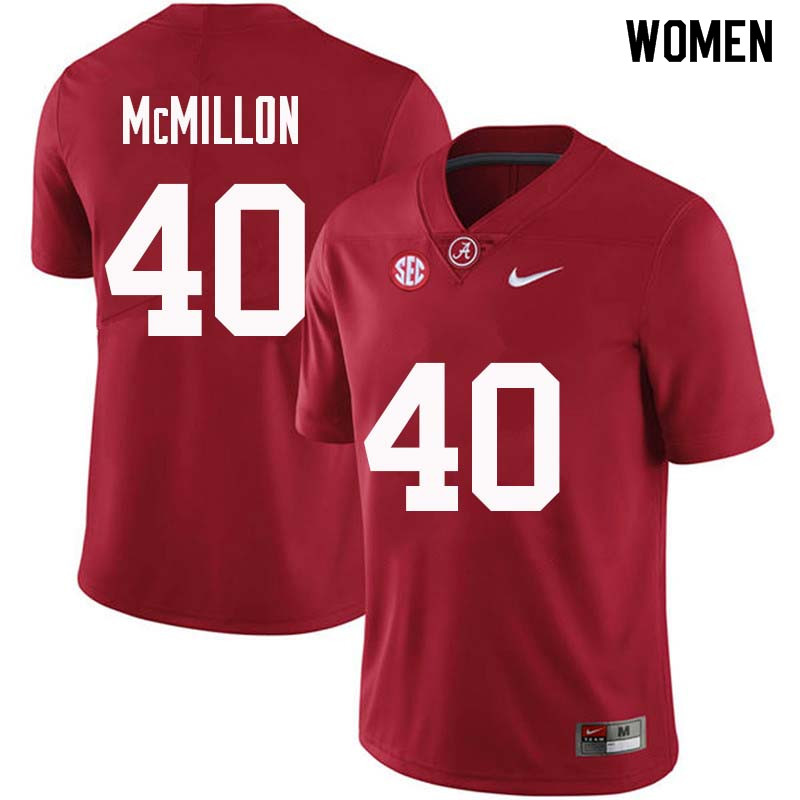 Women #40 Joshua McMillon Alabama Crimson Tide College Football Jerseys Sale-Crimson